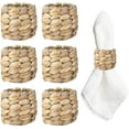 thumbnail image 1 of 6 Pcs Round Woven Napkin Ring, Farmhouse Napkin Rings,Water Hyacinth Napkins Rings, Rustic Napkin Rings, Napkin Holder Buckles, Spring Napkin Rings for Christmas,Birthday, Thanksgiving, 1 of 9