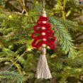 thumbnail image 1 of 6 Pcs Rustic Christmas Tree Burlap Ornaments Boho Xmas Decor with Wood Beads Farmhouse Handmade Christmas Tree Hanging Ornaments Car Accessories for DIY Xmas Party Decor, 1 of 6