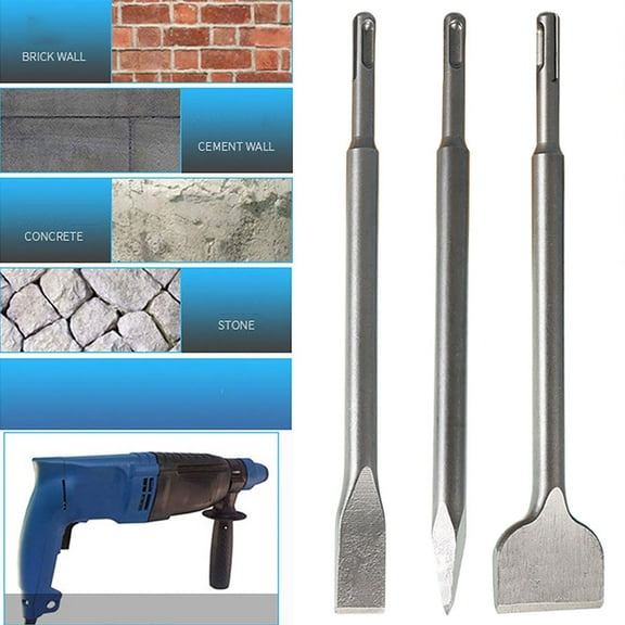 6 Pcs SDS Plus Chisel Set, 40Cr Steel Concrete Drill Bit Set, Rotary Hammer Bits Chisel Set Including Point Chisel, 20mm & 40mm Flat Chisel