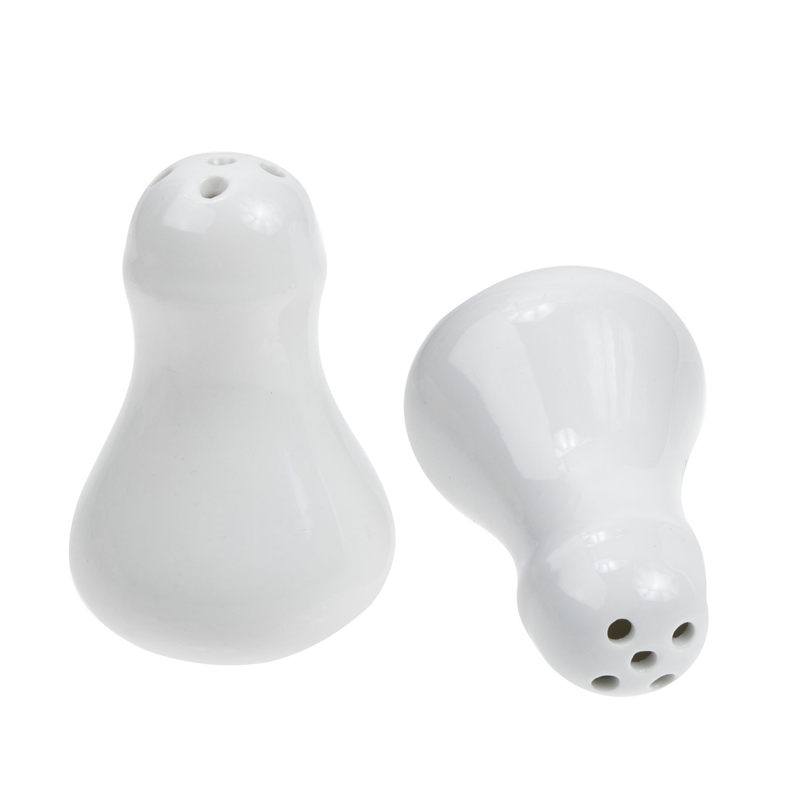 Sizikato 4-Piece White Porcelain Set - Salt & Pepper Shakers, Toothpick Holder & Tray