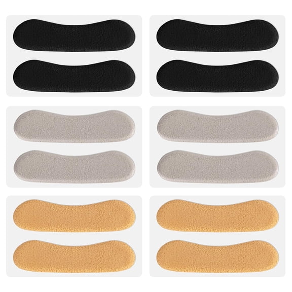 JOWNEEL 6 Pcs Sandal Strap Cushion Strips, Three Colors Sandal Strap Cushioning Insert Pads Self-Adhesive Soft Heel Grips Liner for Loose Shoes Prevent Friction Slipping (Black, Gray, Yellow)