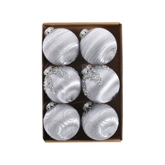 6 Pcs Satin Christmas Ball Ornaments Glitter Christmas Tree Decor Shatterproof Baubles for Xmas Holiday Party Hanging Home Decorations