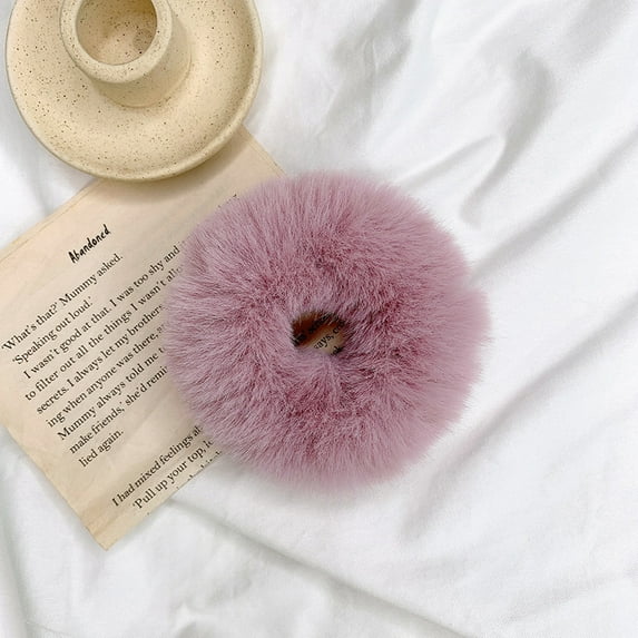 6 Pcs Scrunchies, Pom Pom Hair Ties Faux Rabbit Fur Fuzzy Scrunchies Fluffy Ponytail Holders Hair Accessories for Girls Women
