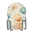 thumbnail image 1 of 6 Pcs Seashells Drink Coasters with Holder Absorbent Coaster Sets Cup Heat-Resistant Hot Pads Mats for Bar Table Protection, 1 of 7