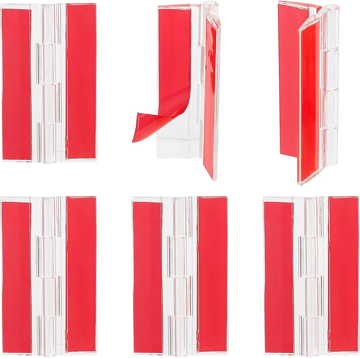 6 Pcs Self Adhesive Clear Acrylic Hinges No Glue Required 64.5 mm ...