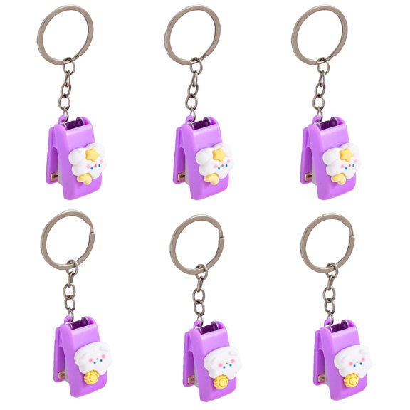 6 Pcs/Set CartoonAn1ma1Stapler Keyrings Stapler Book Binding Machines Keychain