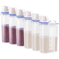 thumbnail image 1 of 6 Pcs Set Rice Storage Container, Flour Dispenser with Pouring Spout & Measuring Cup, Kitchen Plastic Dry Food Storage Bin for Grain Oatmeal Snacks Pet Dog Food, 1 of 10