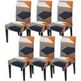 thumbnail image 1 of 6 Pcs/Set Soft Stretchable Dining Chair Covers with Printed Floral Patterns,Spandex Banquet Chair Seat Protector Slipcovers for Holiday Home Party, Hotel, Wedding Ceremony (Style 24), 1 of 6