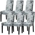 thumbnail image 1 of 6 Pcs/Set Soft Stretchable Dining Chair Covers with Printed Floral Patterns,Spandex Banquet Chair Seat Protector Slipcovers for Holiday Home Party, Hotel, Wedding Ceremony (Style 17), 1 of 6