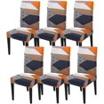 thumbnail image 1 of 6 Pcs/Set Soft Stretchable Dining Chair Covers with Printed Floral Patterns,Spandex Banquet Chair Seat Protector Slipcovers for Holiday Home Party, Hotel, Wedding Ceremony (Style 24), 1 of 6