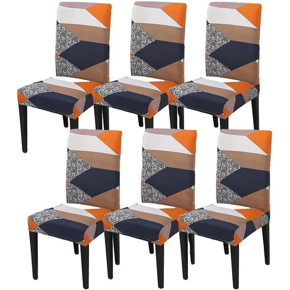6 Pcs/Set Soft Stretchable Dining Chair Covers with Printed Floral Patterns,Spandex Banquet Chair Seat Protector Slipcovers for Holiday Home Party, Hotel, Wedding Ceremony (Style 24)