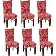 thumbnail image 1 of 6 Pcs/Set Soft Stretchable Dining Chair Covers with Printed Floral Patterns,Spandex Banquet Chair Seat Protector Slipcovers for Holiday Home Party, Hotel, Wedding Ceremony (18), 1 of 4