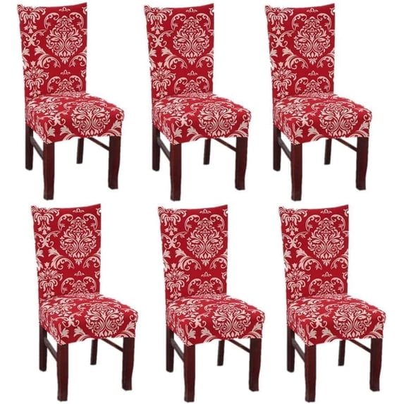 6 Pcs/Set Soft Stretchable Dining Chair Covers with Printed Floral Patterns,Spandex Banquet Chair Seat Protector Slipcovers for Holiday Home Party, Hotel, Wedding Ceremony (18)