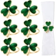 thumbnail image 1 of 6 Pcs Set of Green Clover Napkin Rings St Patricks Day Napkin Holders Metal Shamrock Napkin Rings for Wedding Party Table Decor Supplies, 1 of 5