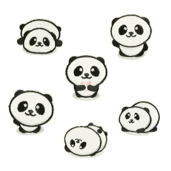 6 Pcs Sew On/Iron On Patches Cartoon Panda Embroidered Patches Sewing Patches Applique Patches for Bag Decoration