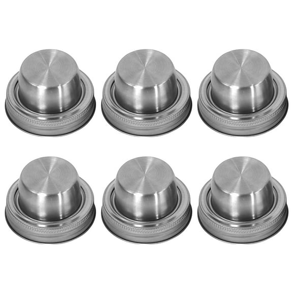 6 Pcs Shaker Lid Stainless Steel Lids Spices Ball Jar Wide Cocktail Jars Covers