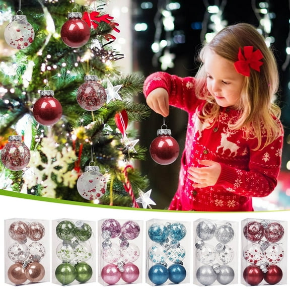 6 Pcs Shatterproof Christmas Ball Multicolor Plastic Ornaments with Removable Hooks for Christmas Tree Holiday Home Decor