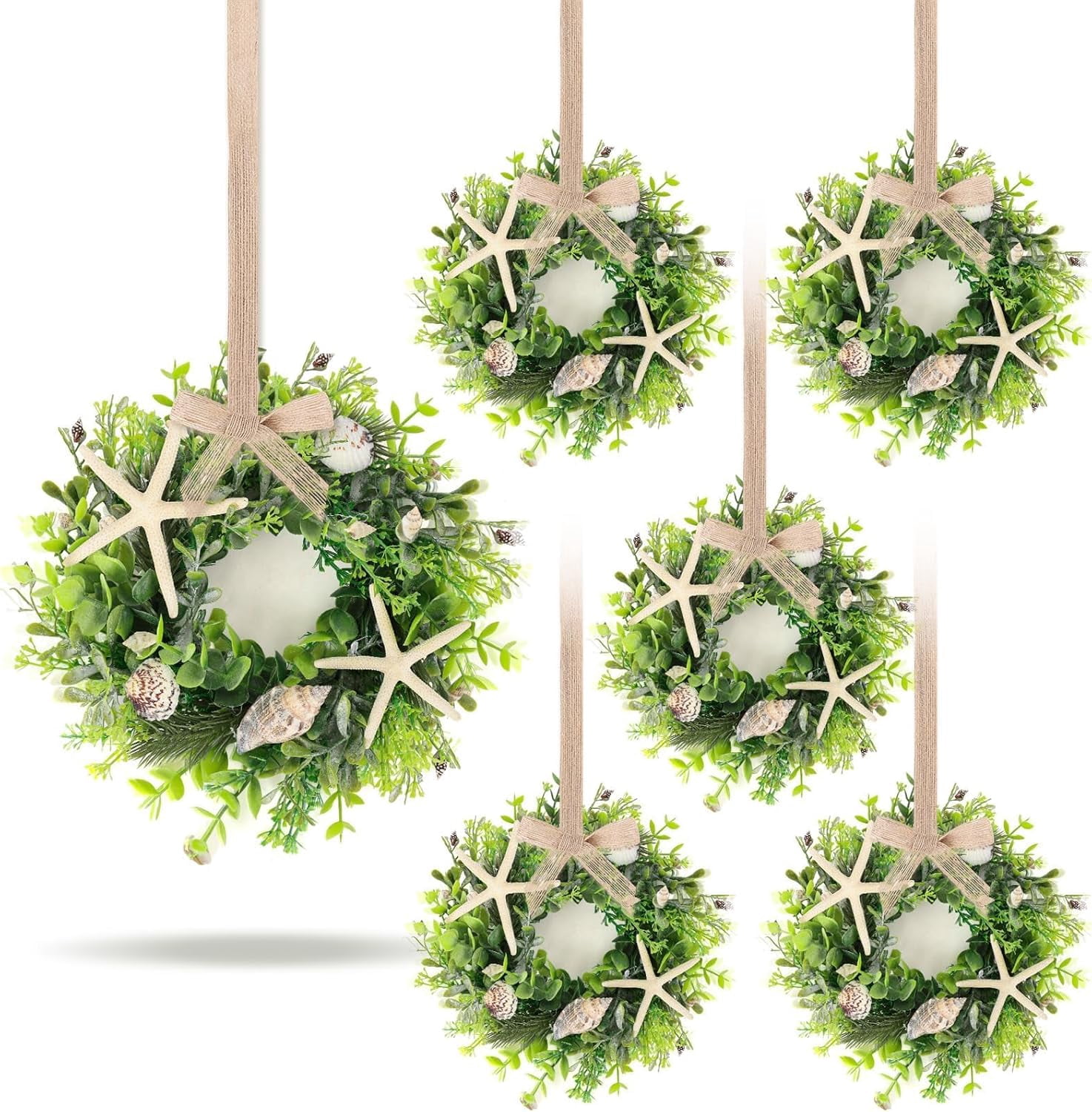 6 Pcs Shell Starfish Swag Wreath Summer Wreaths for Kitchen Cabinet ...