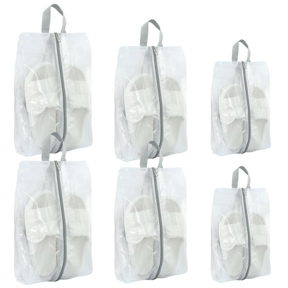 6 Pcs Shoe Bags for Travel 3 Size Double Sided Zipper Shoe Organizer Bag Waterproof Shoe Storage Bag with Handle Portable Travel Shoe Bags for Children Men and Women