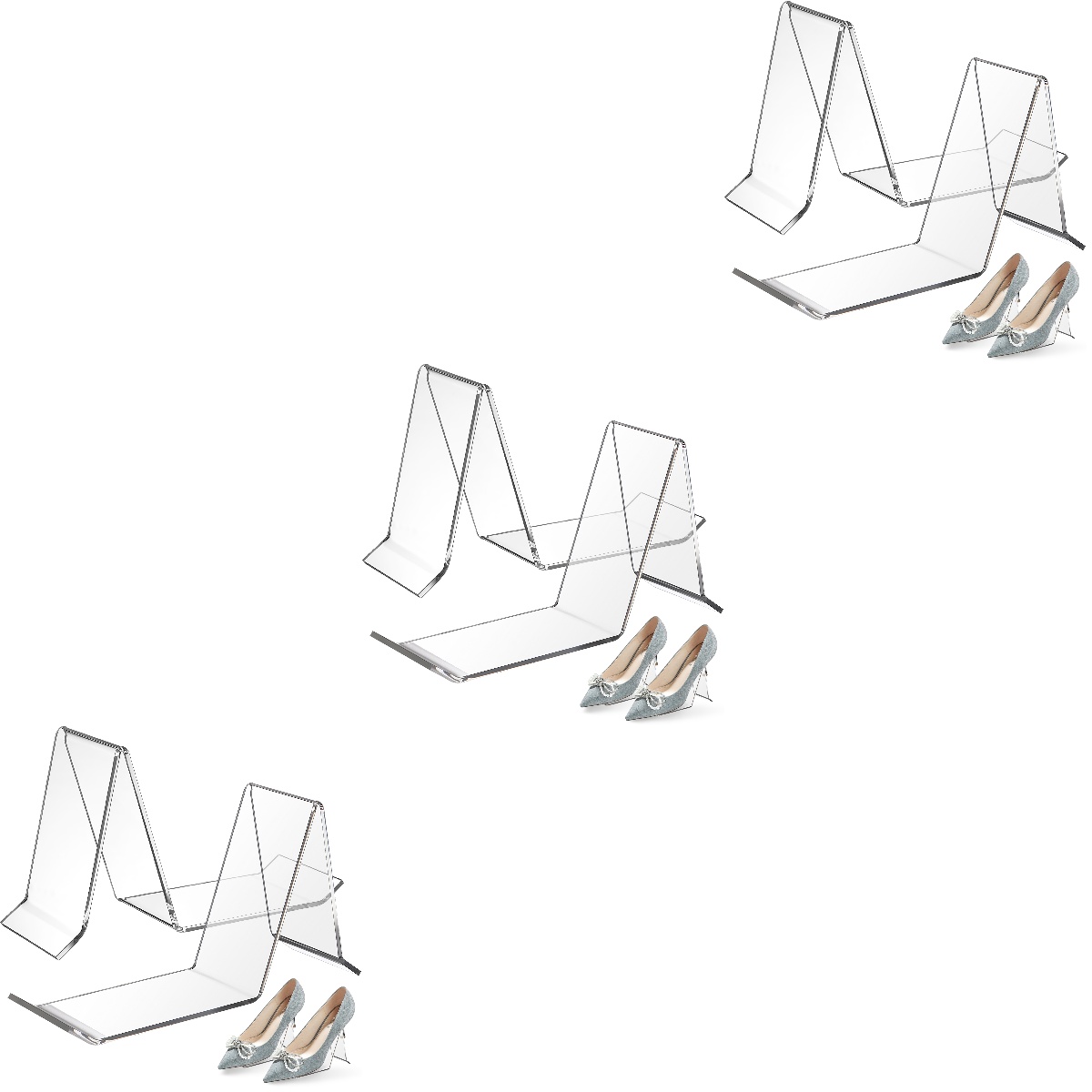 6 Pcs Shoe Display Stands Clear Sandal Display Stands High Heel Display Racks Holders for