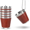 thumbnail image 1 of 6 Pcs Shot Glasses with Chain, Boriyuan 30 ml Mini Beer Cup for Hanging, Stainless Steel Shot Glasses Drinking Cups for Holiday Wedding Parties (Brown), 1 of 9