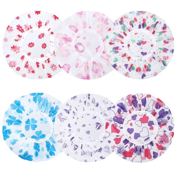 6 Pcs Shower Cap, Reusable Waterproof Hair Cap Stocking Stuffers for Women Men Kids