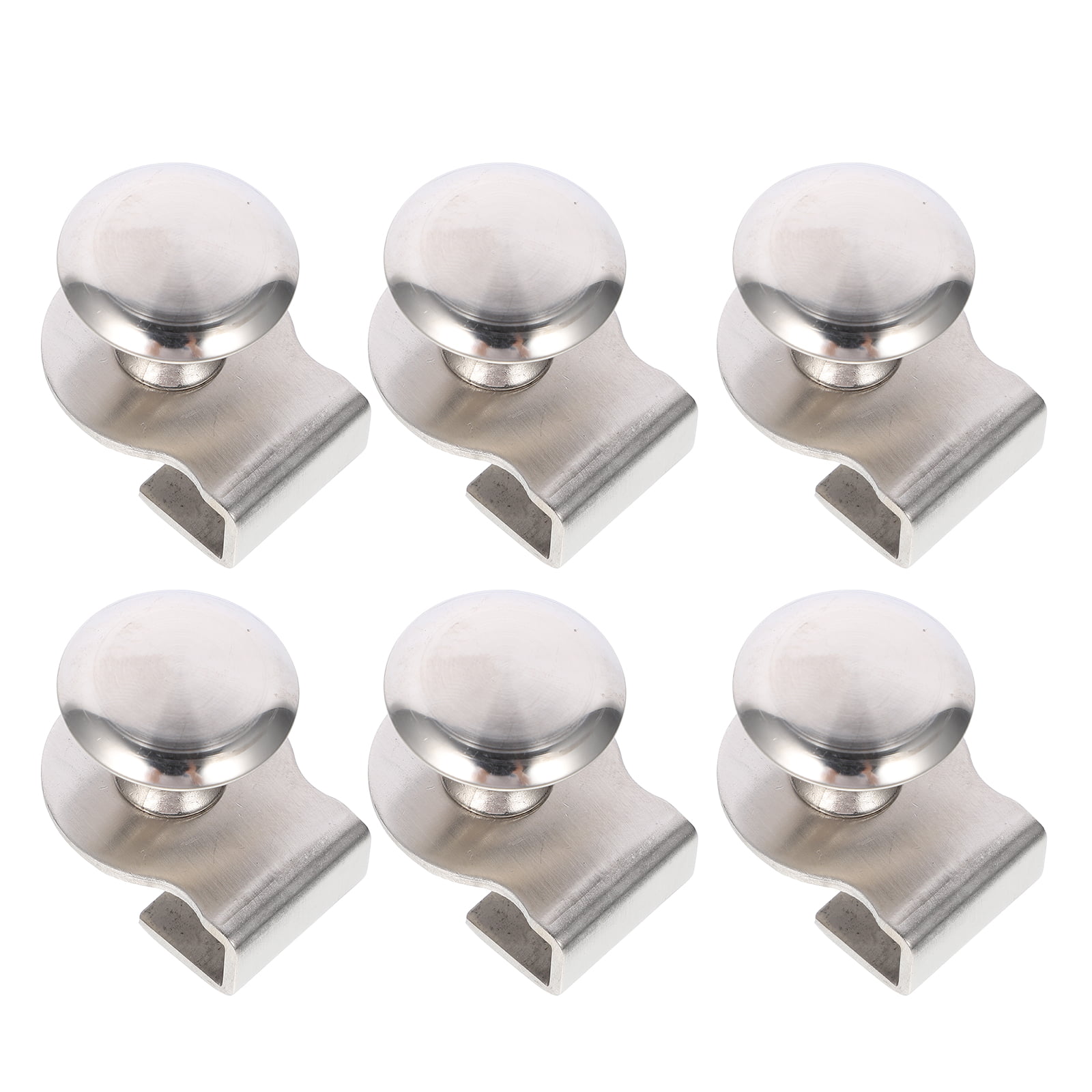 6 Pcs Shower Door Latch Silver Drawer Pulls Glass Knobs for Cabinets  Drilling Clips Handle Zinc Alloy 