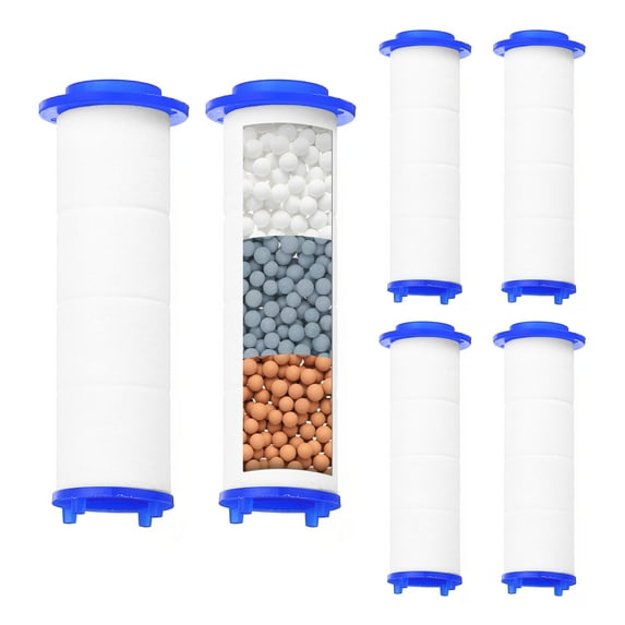 6 Pcs Shower Head Filter 2.8 Inch PP Cotton Filter Cartridge Replacement With Calcium Balls High-Pressure Handheld Fan