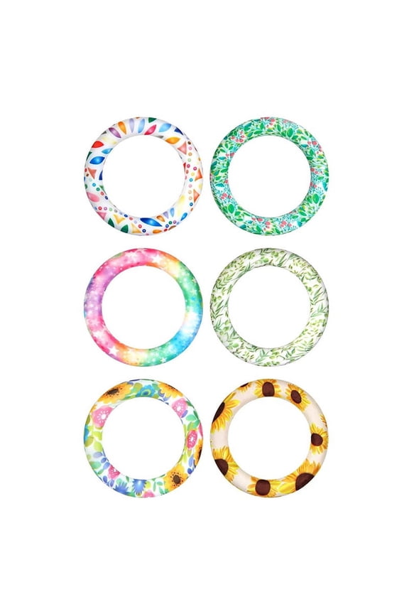 6 Pcs Silicone Beadable O Ring, 65Mm Round Silicone Loop with 2 Hole Frame Silicone Pendant for Diy Keychain