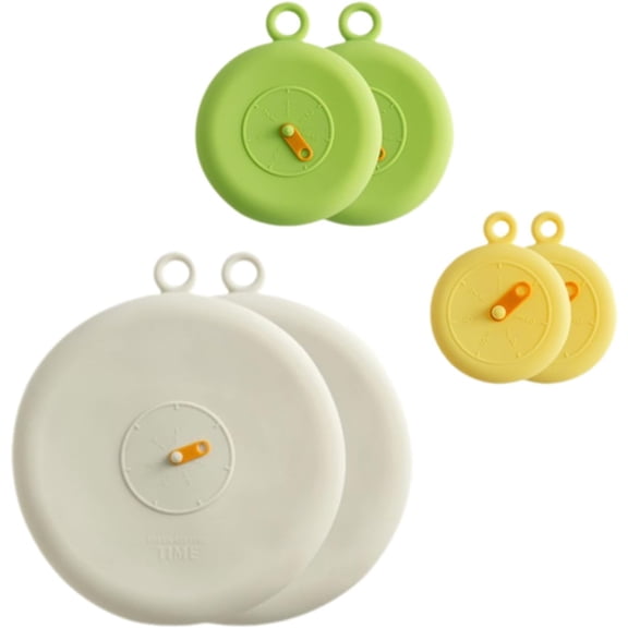 6 Pcs Silicone Dustproof and Fresh-keeping Covers Set, Silicone Stretch Lids for Food Storage for Cups/Cans/Jars/Bowls, Reusable Stretch and Seal Lids with Easy-open Pull Tab and Day Indicator