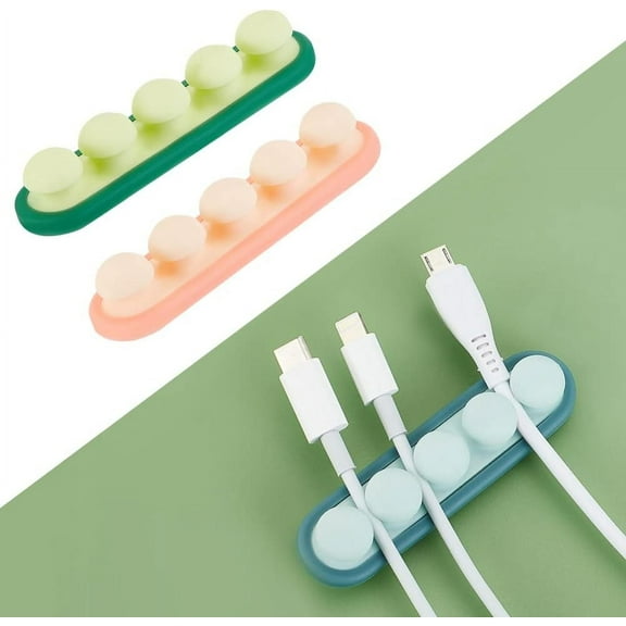 6 Pcs Silicone Pea Cable Tidy Holder Clips Desk Cord Organizer Clips Cable Management Wire Clips Ties Self Adhesive for USB Charging Cable Wire Pc Office Home Mixed Color