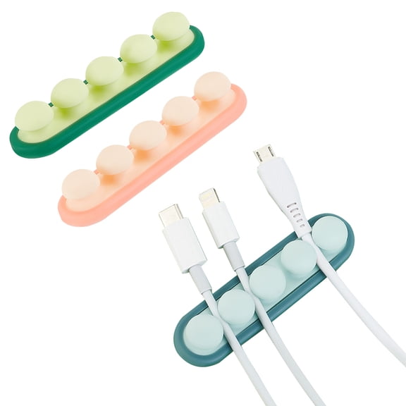 6 Pcs Silicone Pea Cable Tidy Holder Clips Desk Cord Organizer Clips Cable Management Wire Clips Ties Self Adhesive