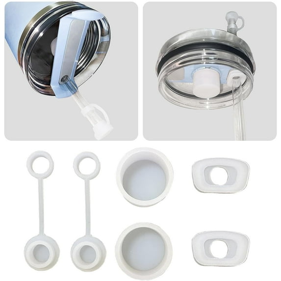 6 Pcs Silicone Spill Proof Stopper, Compatible with Stanley Cup 2.0 40oz/ 30oz, Including 2 Straw Cover Cap, 2 Square Spill Stopper and 2 Round Leak Stopper