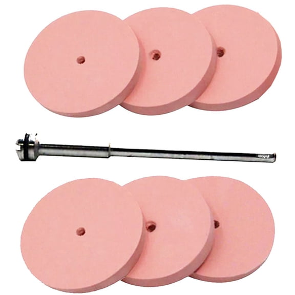 6 Pcs Silicone Square Edge Wheels Pink X-Fine Grid W/Mandrel EVE Germany