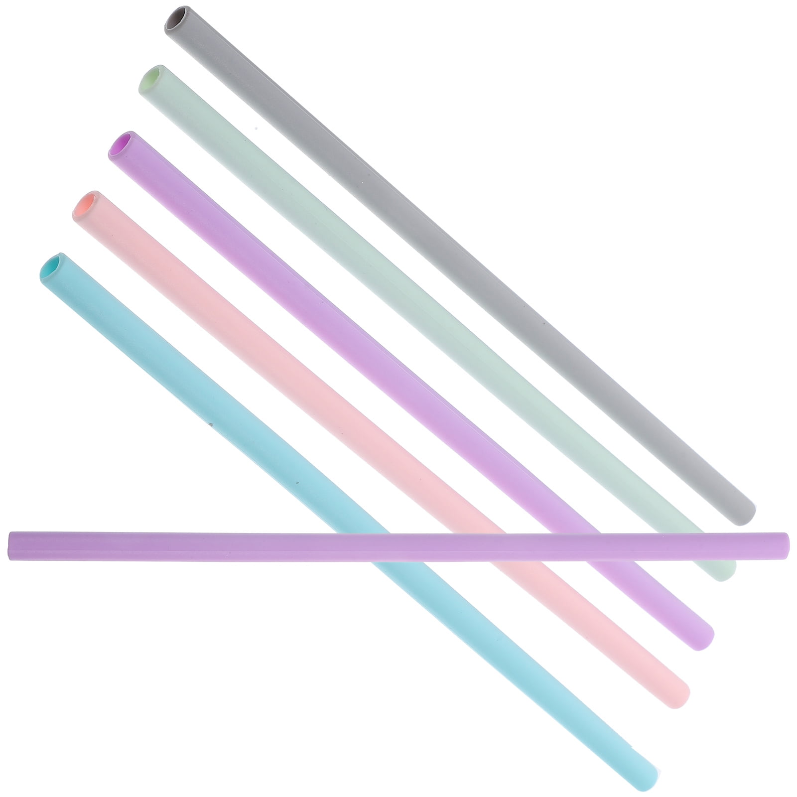 6 Pcs Silicone Straight Straw Recyclable Colored Tube (Style 1) Straws