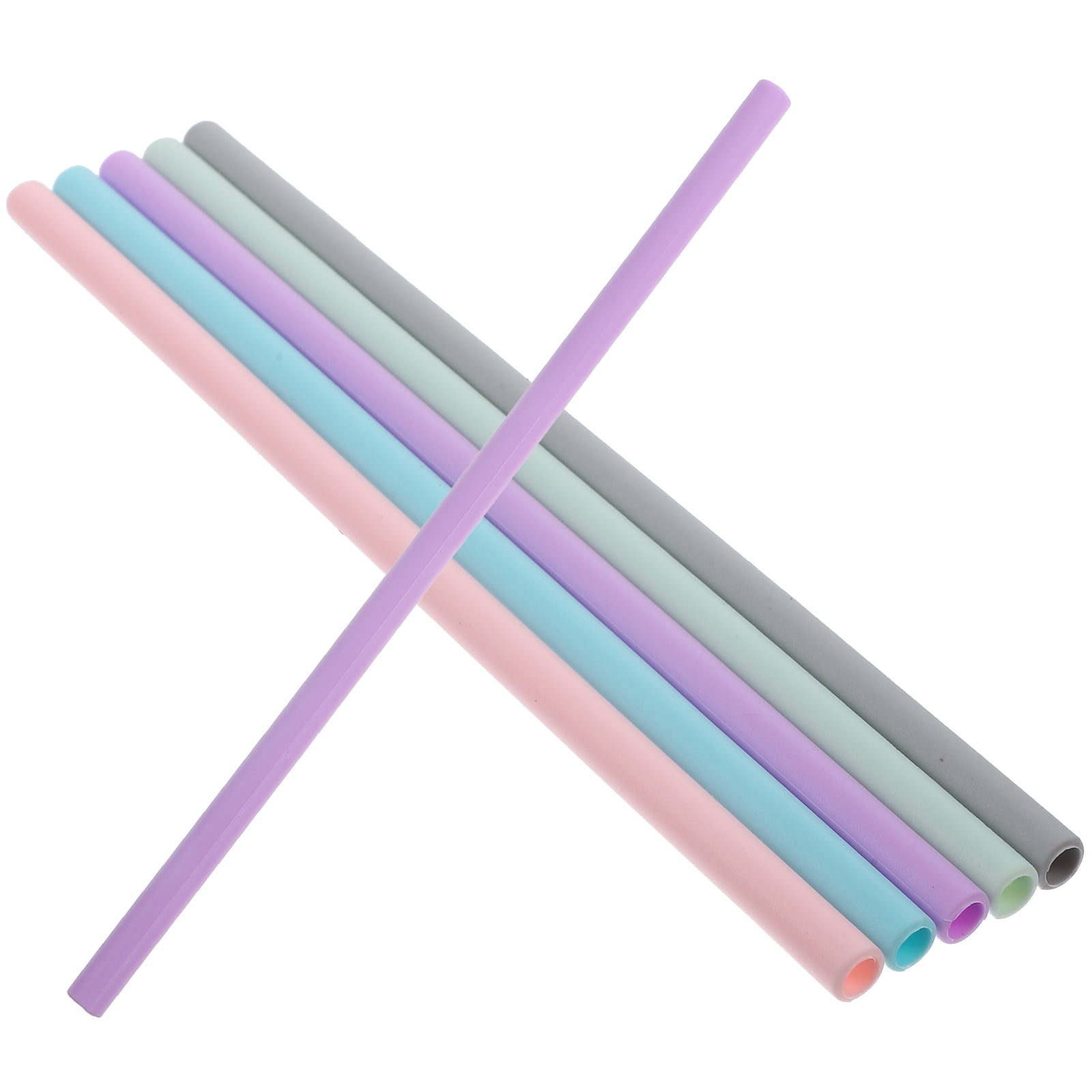 6 Pcs Silicone Straight Straw Recyclable Colored Tube (Style 1) Straws