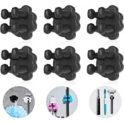 6 Pcs Silicone Toothbrush Holders Set, Wall Mounted Cute Bear Single Razor Holder for Shower, Multi-Function Waterproof Self Adhesive Hooks for Hanging in Kitchen, Bathroom, Dorm Room (Black)