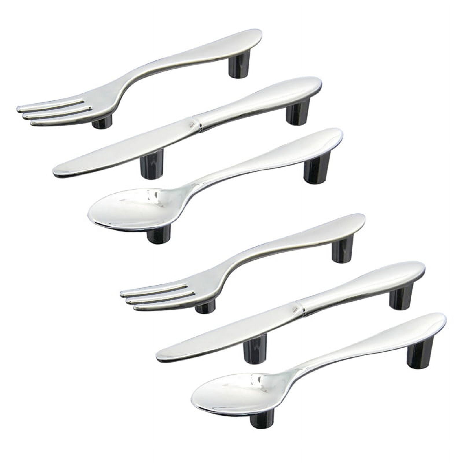 6 Pcs Silver Kitchen Drawer Pull Handles Knobs (Knife Fork