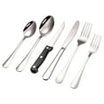 thumbnail image 1 of 6 Pcs Silverware Set with Steak Knives, Food-Grade Stainless Steel Flatware Cutlery Set , Mirror Polished Tableware Eating Utensils Set for Kitchen, Knife Fork Spoon Set, Dishwasher Safe, 1 of 6