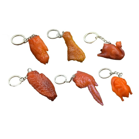 6 Pcs Simulation Food Keychain False Braised Pork Keying Pendant Car Key Chain Ornaments for Bag Backpack Decorations