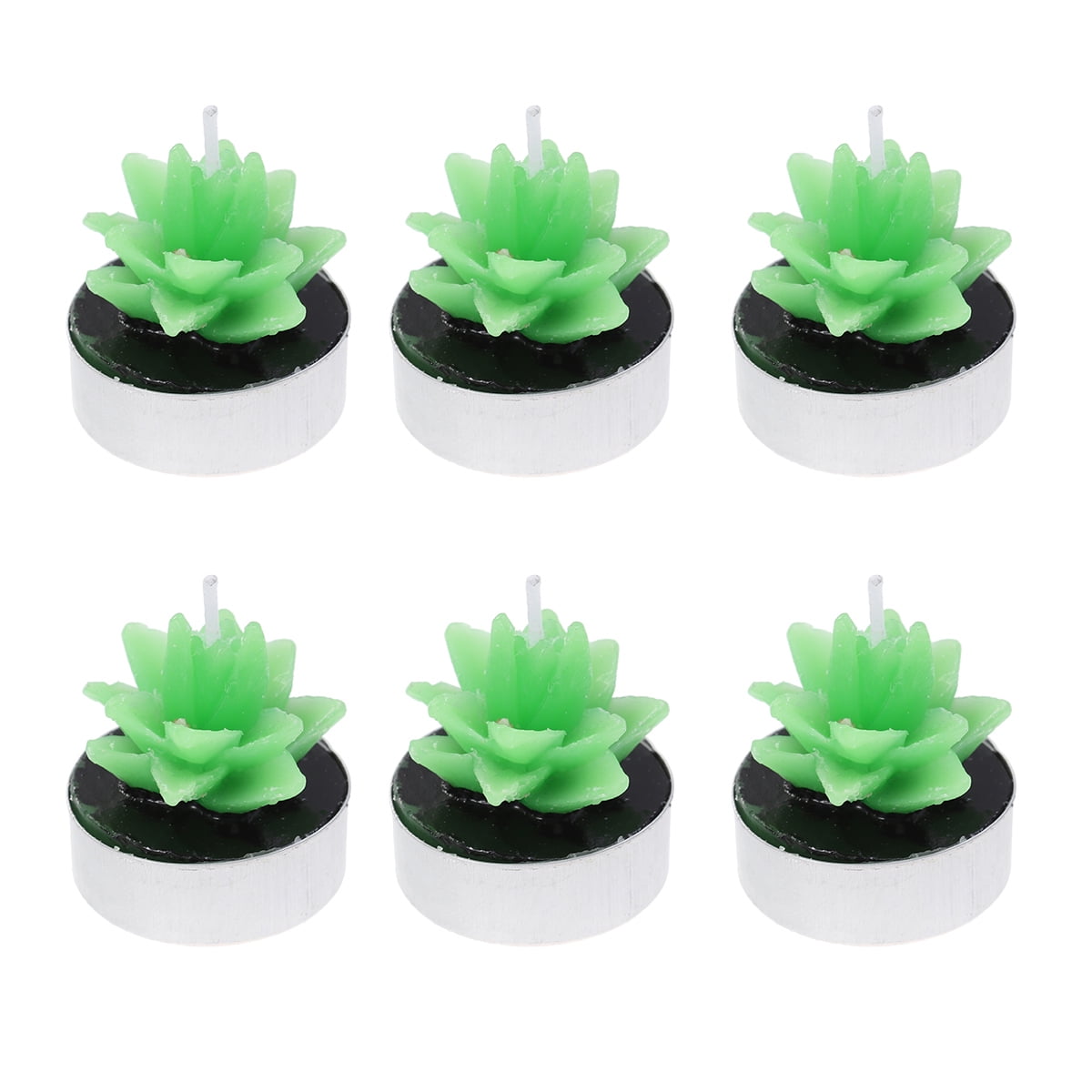 6 Pcs Simulation Plant Candles Aloe Candles Tea Light Candles for Spa Home Party Wedding