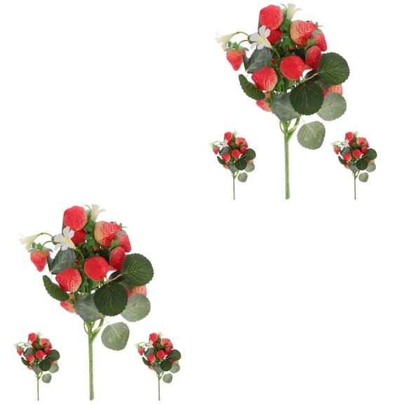 6 Pcs Simulation Strawberry Bouquet Artificial Strawberries Fake Ornament Decor for Living Room Decoration Plant Branch Stem Plants