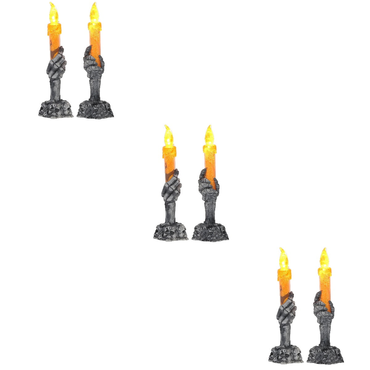 6 Pcs Skeleton Hand Candle Light Halloween Battery Operated Candle Lamp