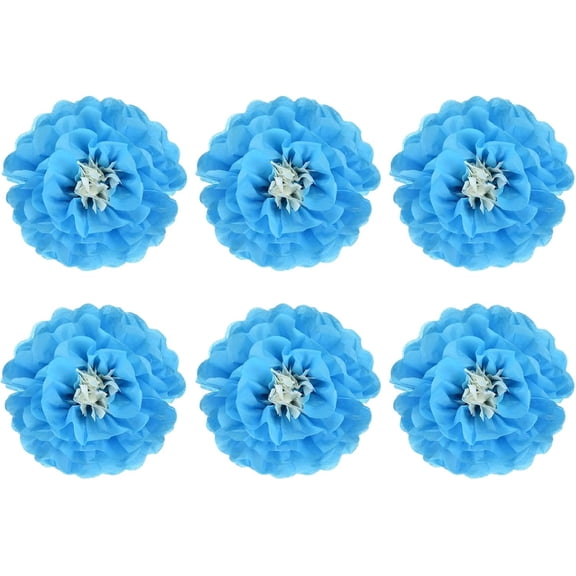 6 Pcs Sky Blue Paper Flowers, 6" 3D Tissue Pom Poms, Wedding & Birthday Party Decorations