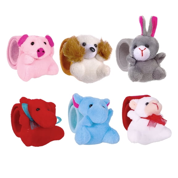 6 Pcs Slap Bracelet Stuffed Animal for Kids Cute Animal Slap Bracelets Stuffed Bracelets Bulk Bracelet Plush for Holiday Gifts Themed Party Favors, Classroom Rewards
