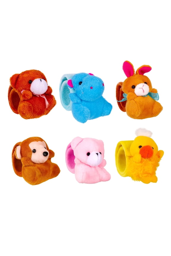 6 Pcs Slap Bracelet Stuffed Animal for Kids Cute Animal Slap Bracelets Stuffed Bracelets Bulk Bracelet Plush for Holiday Gifts Themed Party Favors, Classroom Rewards