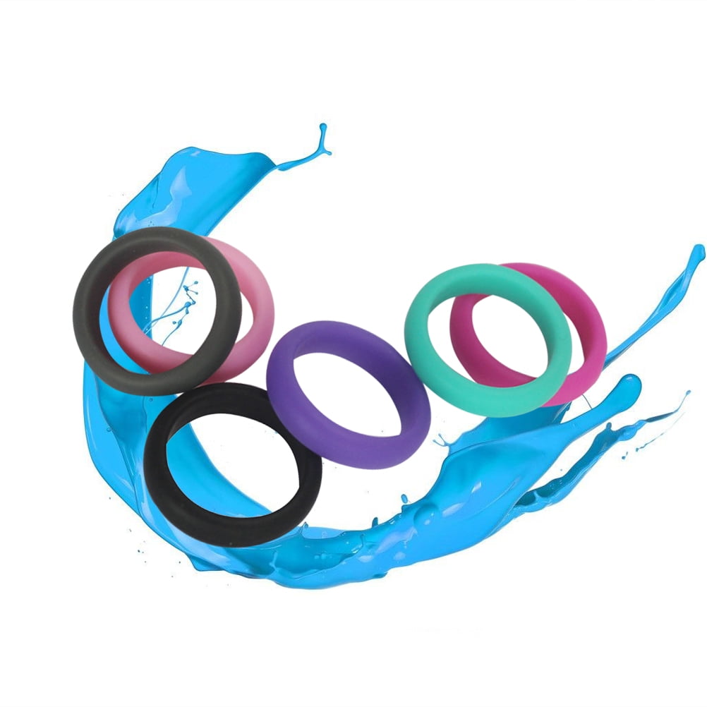 6 Pcs Slicone Rings Silicone Sports Rings Silicone Wedding Ring Rubber ...