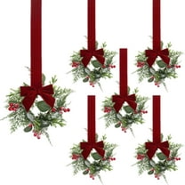 6 Pcs Small Christmas Wreaths - 17.16 Winter Mini Wreaths Christmas Window Decor, Can Cabinet Wreaths, Front