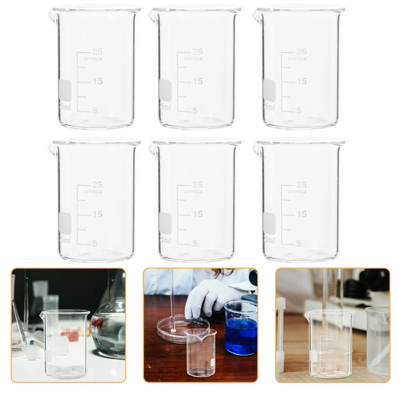 6 Pieces 10ml Small Glass Beakers for Chemistry Lab Experimental Use, Measuring Cups, Laboratory Equipment Tools Set