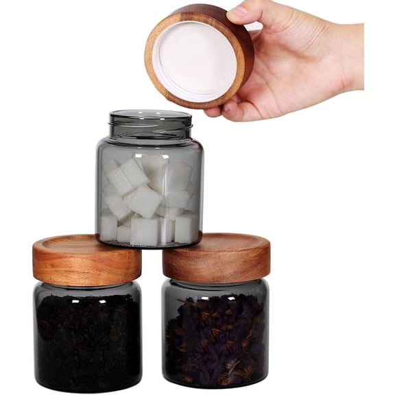 6 Pcs Small Glass Spice Jars with Label,High Sealing Threaded Mouth,with Black Printed Spice Labels - 8.79oz /260ml*6,Empty Cylinder Spices Bottles,Storage Jars with Airtight Screw Lids